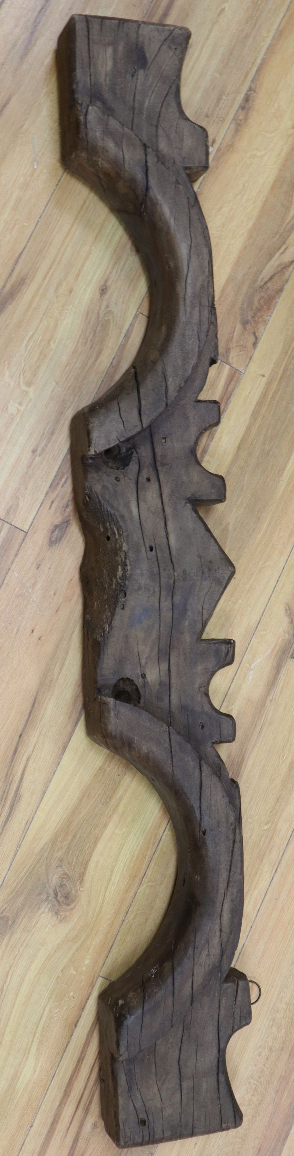 An old wooden yoke for two horses,132cm
